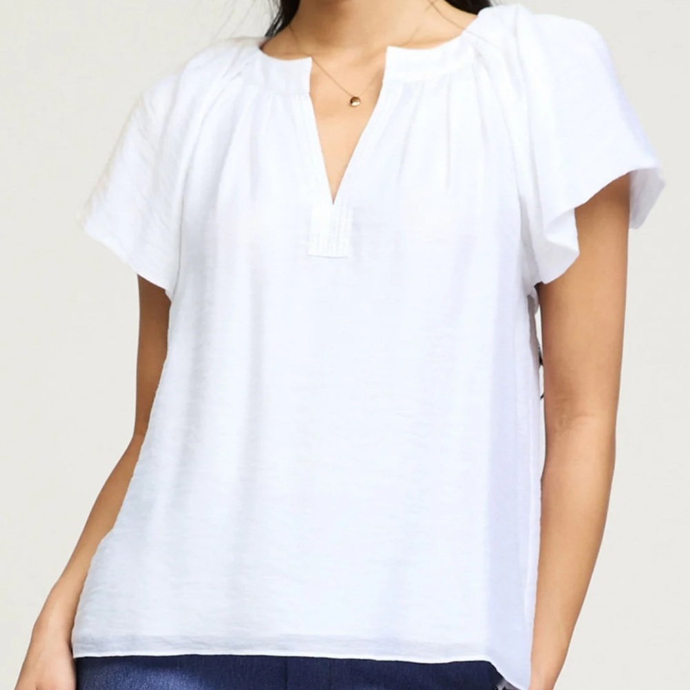 Current Air Latica White Flutter Sleeve Blouse